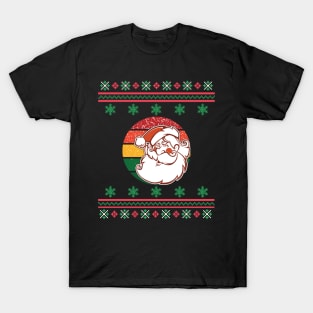 Santa Face Faux Ugly Christmas Sweater Funny Holiday Design T-Shirt